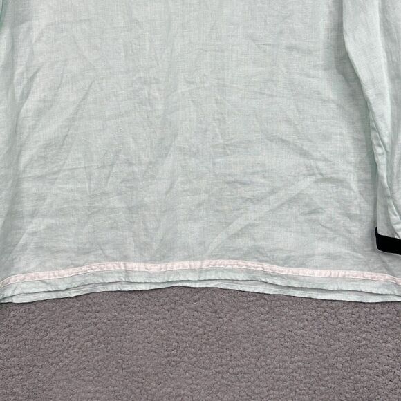 Talbots Top Shirt Linen Womens Mint Green Size XL Long Sleeve Classic Summer - Picture 4 of 11
